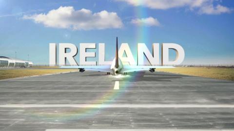 plane arrives with ireland sign