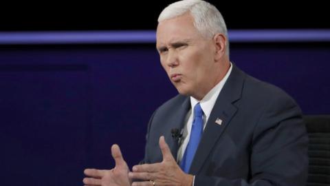 Mike Pence, pictured at the debate