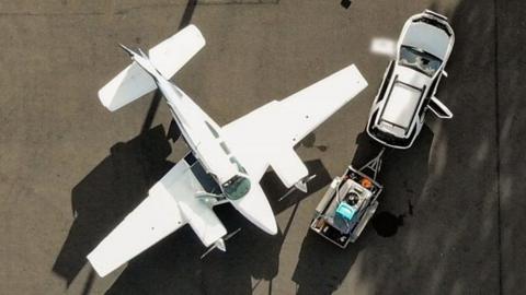 Aerial shot of light plane