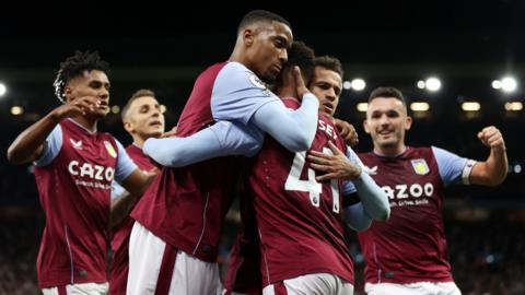 Aston Villa players celebrate