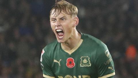 Ben Waine celebrates after scoring against Leeds United