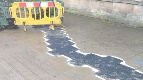 Pavement work in Ashbourne town centre, Derbyshire