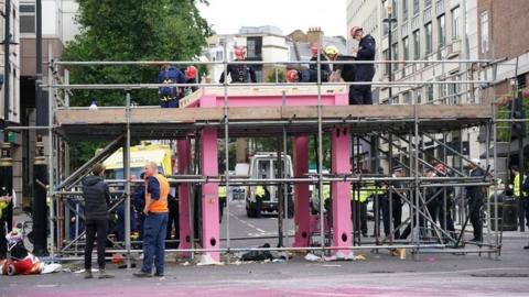 Table dismantled by police