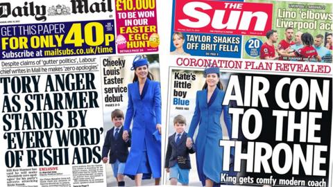 The front page of the Daily Mail and the Sun next to each other