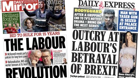 The Daily Mirror and Daily Express front pages, 24/9