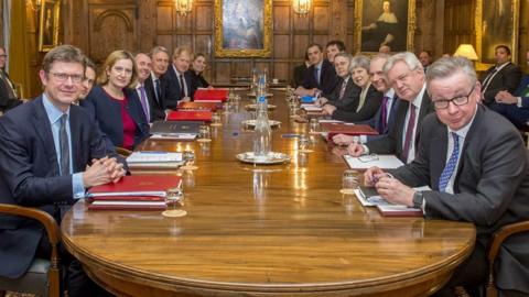 Prime Minister Theresa May with members of the Cabinet