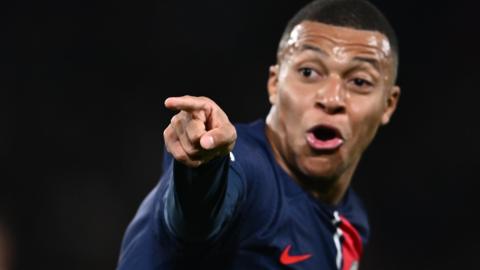 Kylian Mbappe celebrates his goal