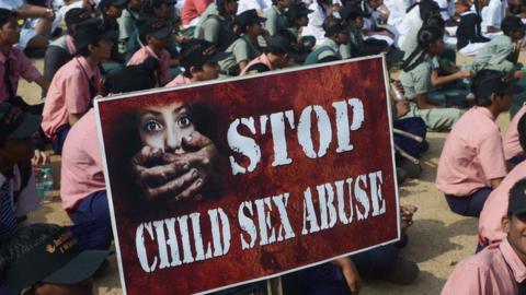 A protest in India against child sex abuse