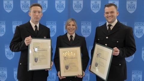 PCs Tom Blount, Sarah Clark and Oliver Smith