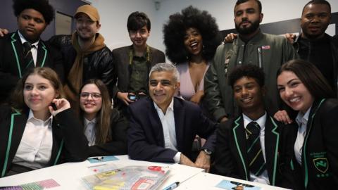 Mayor of London Sadiq Khan meets with students from Evelyn Grace Academy and influential young Londoners and campaigners during the "London Needs You Alive - Don"t Carry A Knife" photocall