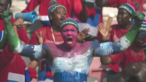 A Gambian football fan