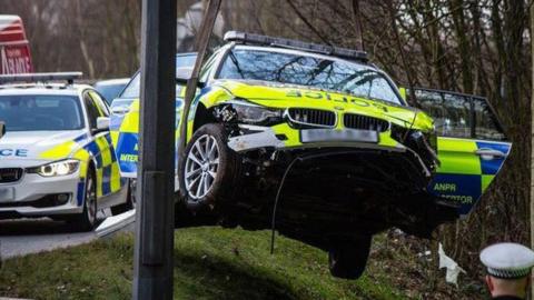 Police car involved in a crash