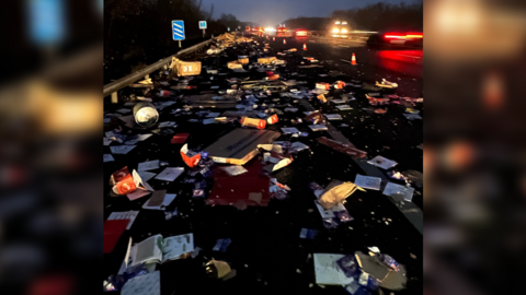 Sweets and a beer keg on the motorway