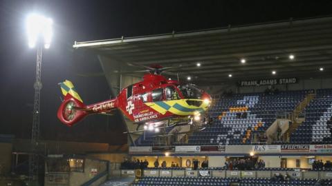 Air ambulance takes off