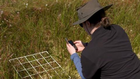 Woman using GPS technology at Thorne and Hatfield Moors