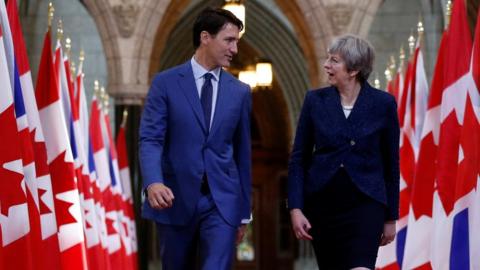 Theresa May and Justin Trudeau