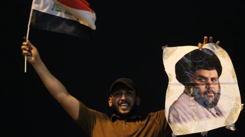 Supporter of Moqtada Sadr celebrate in Baghdad, Iraq (14 May 2018)