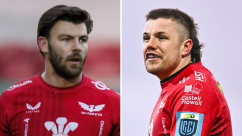 Scarlets' Johnny Williams and Steff Evans