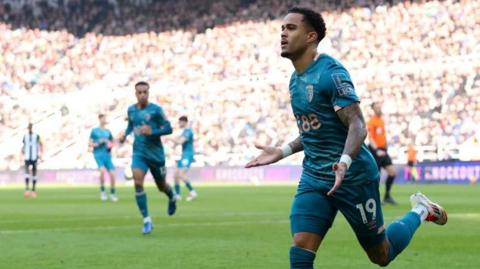 Justin Kluivert celebrates scoring for Bournemouth at Newcastle in the Premier league