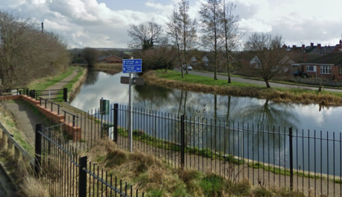 Street view of Chesterfield Canal and Raglan Road in Retford, Nottinghamshire.