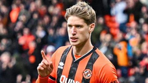 Krisztian Keresztes celebrates after scoring for Dundee United against Livingston