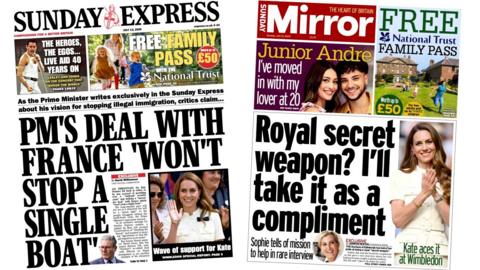 A composite image of the front pages of the Sunday Mirror and the Sunday Express on 13 July 2025