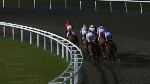 Runners on the final bend at Chelmsford City Racecourse