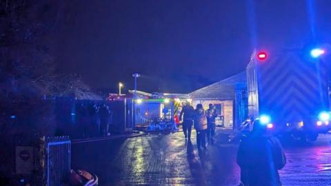 Fire crews at the scene of a fire at a primary school in Stoke Gifford, Bristol on 08/12/24