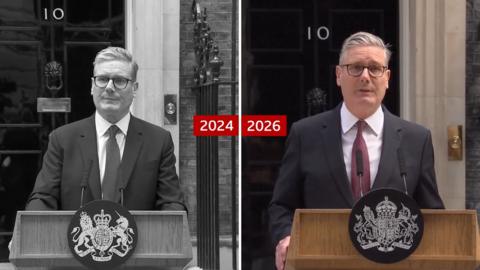 Keir Starmer in 2024 Black and white and in colour in 2026