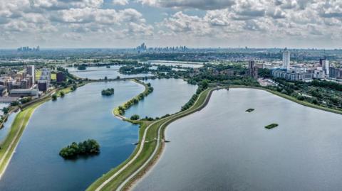 An aerial view of wetland nature reserves