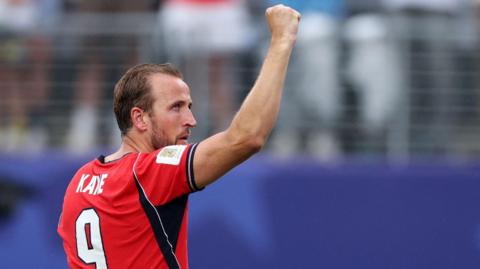 Harry Kane raises a celebratory fist after England's win over Panama