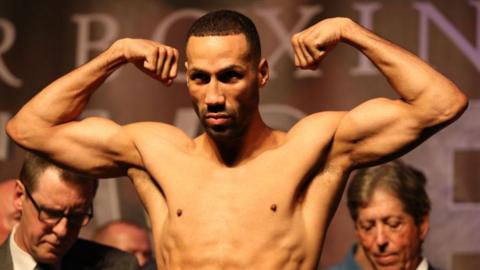 James DeGale posing at the weigh-in before his fight with Chris Eubank Jr