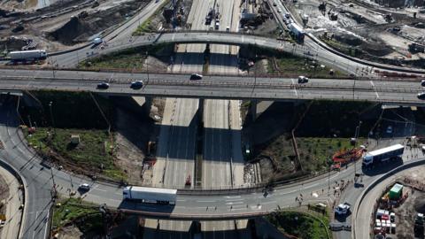 Junction 10 of the M25 seen from above