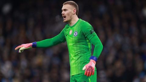 Filip Jorgensen playing for Chelsea