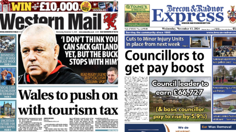 Western Mail and Brecon and Radnor Express front pages