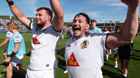 Exeter players celebrate