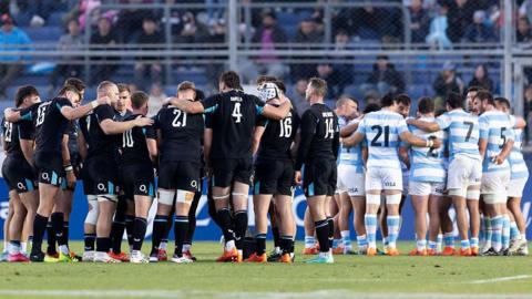 England and Argentina players during the match in San Juan