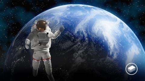 An astronaut in Space with Planet Earth in the background.