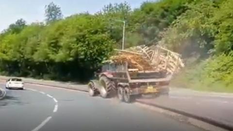 The tractor on the dual carriageway