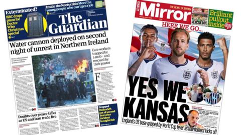 A composite image of the front pages of the Guardian and the Daily Mirror 11 June 2026