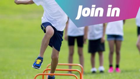 Children doing hurdles