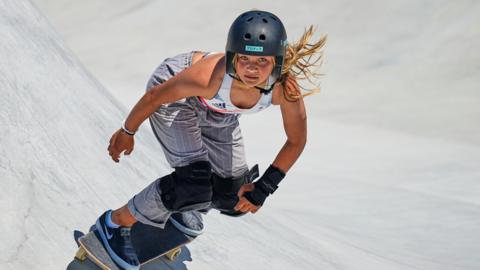 Great Britain's Sky Brown skateboarding at Tokyo 2020 Olympics