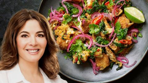 Nigella Lawson and her fish finger bhorta.
