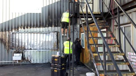 Repair work as St James Park after the fire that damaged the club's control room