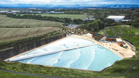 An artist's impression of the final surf resort