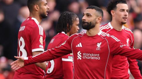 Mohamed Salah celebrates