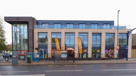 A street view image of the Sherwood Library in Spondon Street. 