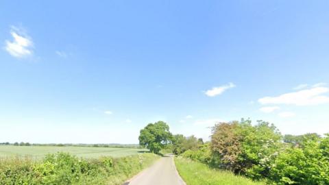 Street view of Tickow Lane, a country road