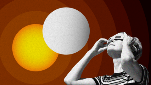 graphic of someone looking at sun