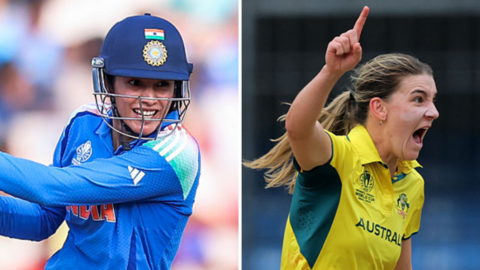 India's Smriti Mandhana (L) and Australia's Annabel Sutherland (R) 